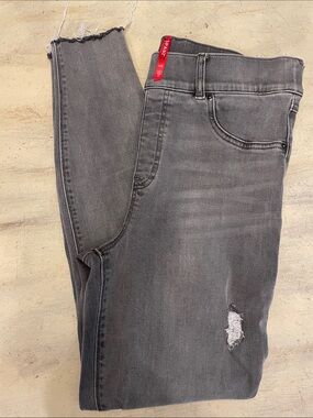 SPANX Women’s Skinny Jeans in Washed Gray with Distressed Detail